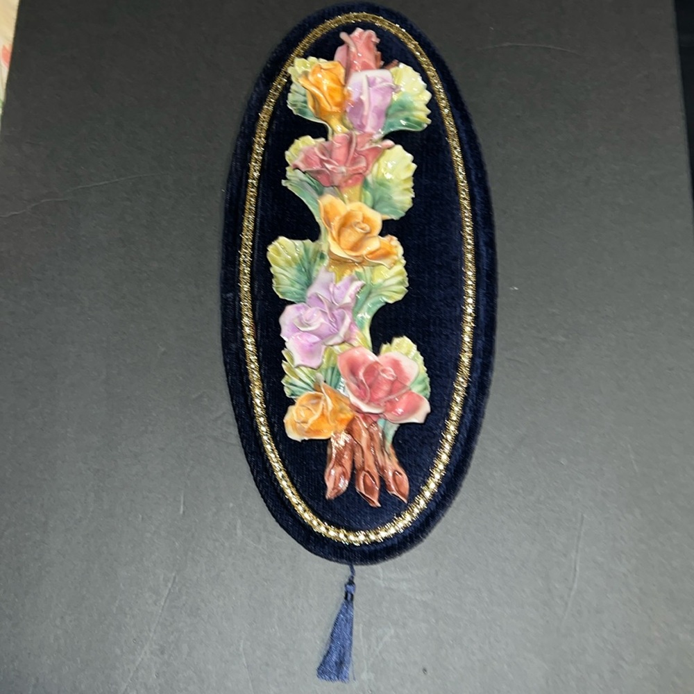 Capodimonte Porcelain Flowers on Velvet